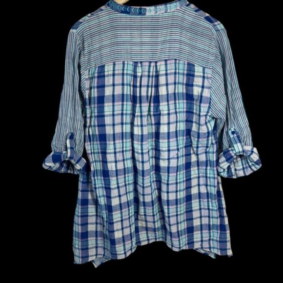 Angel Heart Boutique Boho Stripe/Plaid Embroidered Tunic Top Sz 1X - Picture 3 of 7